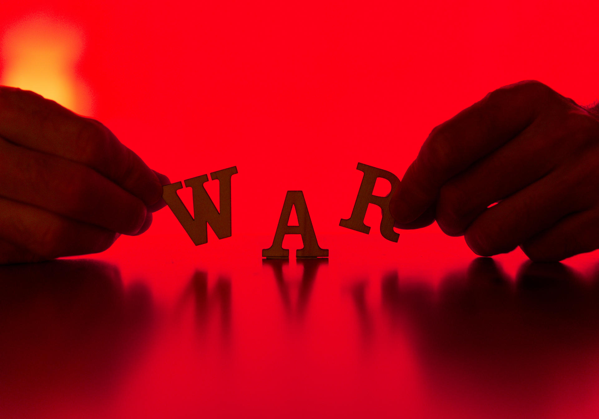 War letters with red background