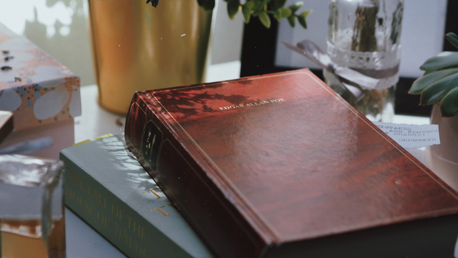 Book of Edgar Allen Poe on a table