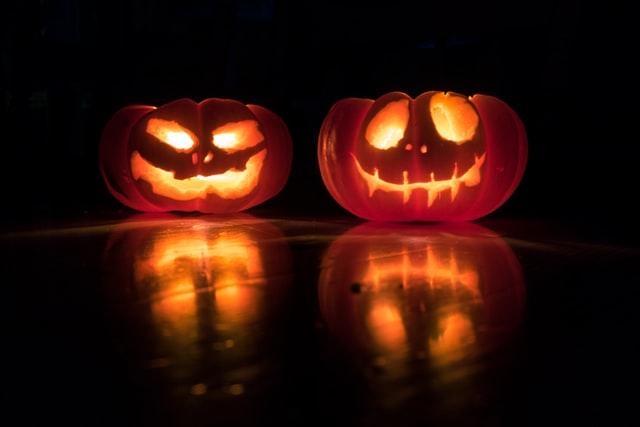 Carved Halloween Pumpkins with candles