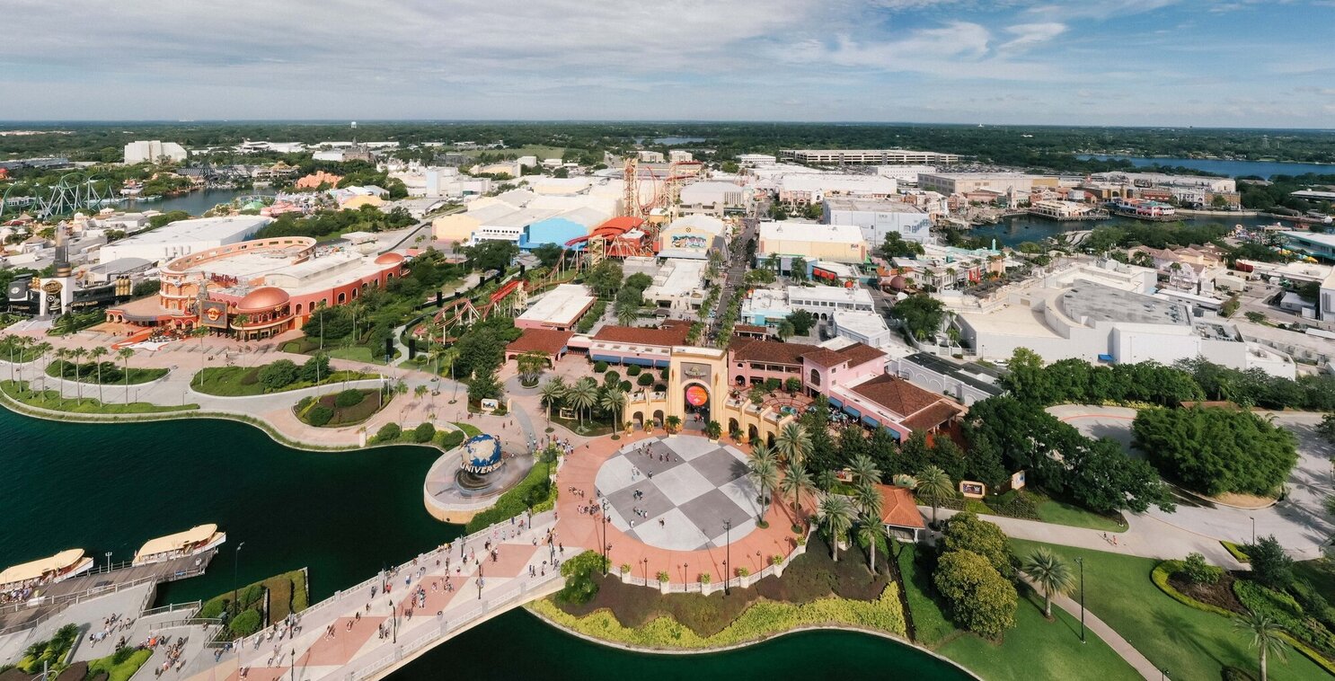 Aerial view of Universal Orlando Resorts. Photo by Mikhail Nilov