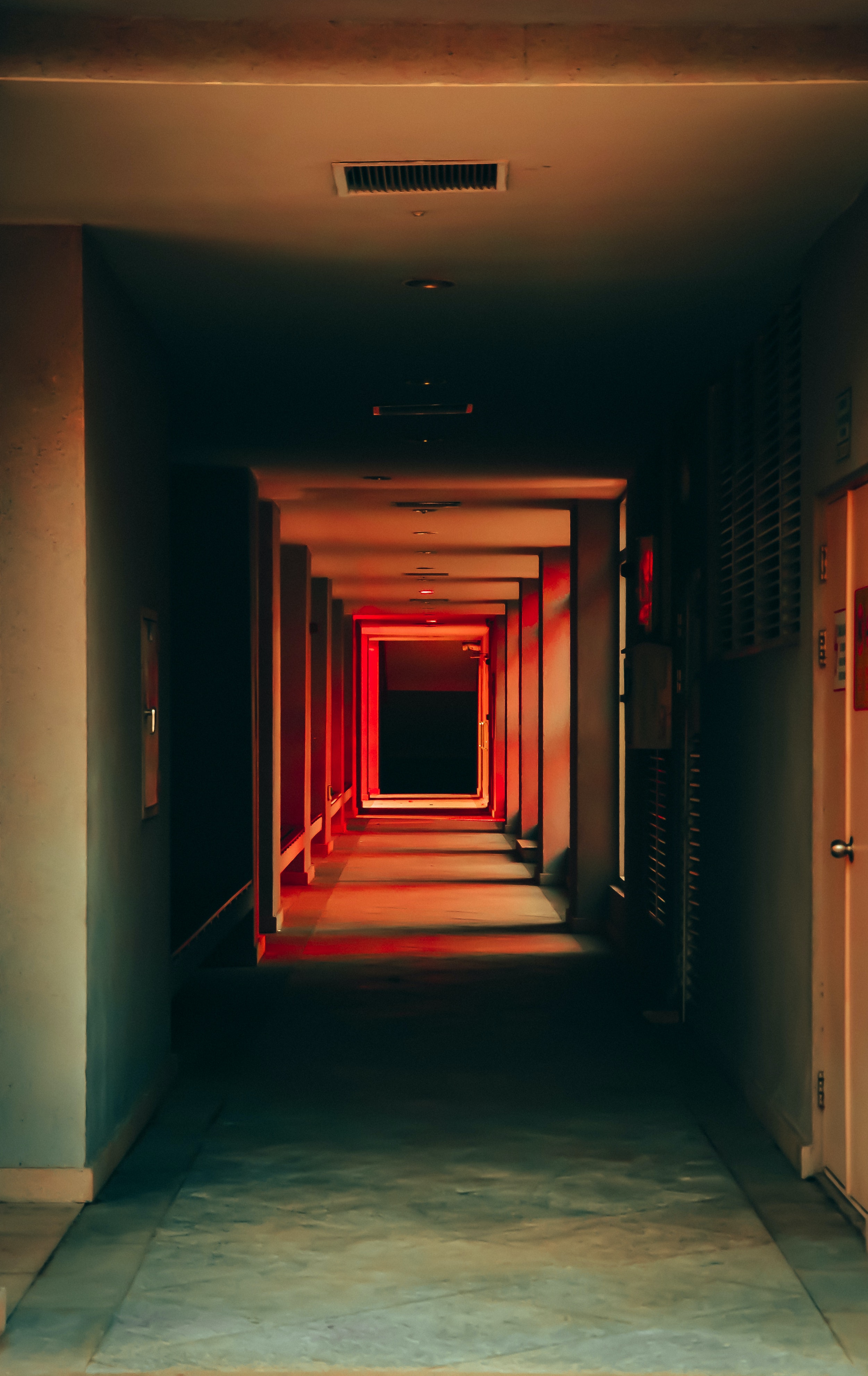 Corridor with red lights